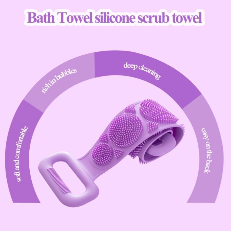 Soft Silicone Body Brush Sponge Adults Shower Back Cleaning Simple Exfoliating Design 60-80cm OEM/ODM Available - Image 3