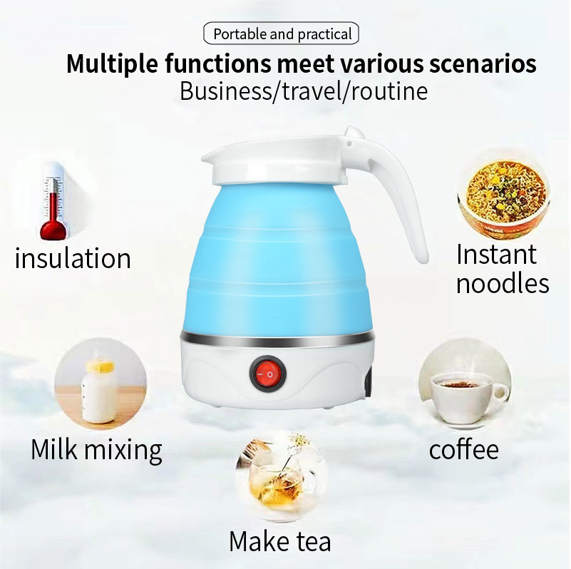 Travel Kettle Electric Small Foldable Portable Kettle,Silicone Collapsible Heating Water Boiler Tea Pot for Camping - Image 4