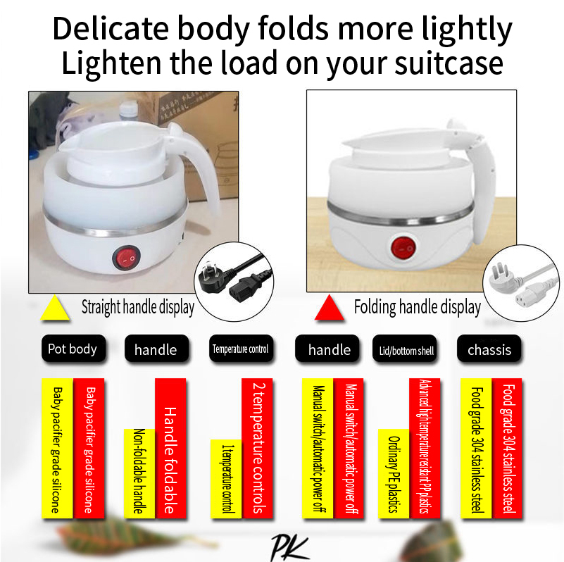 Travel Kettle Electric Small Foldable Portable Kettle,Silicone Collapsible Heating Water Boiler Tea Pot for Camping - Image 3