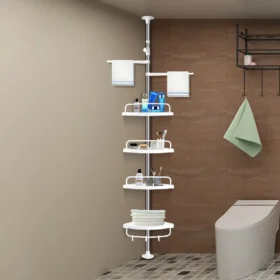 Four-Tier Plastic Telescopic Corner Bathroom Shower Caddy Rack