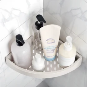 Plastic Wall Mounted Triangular Corner Bathroom Shelf Rack