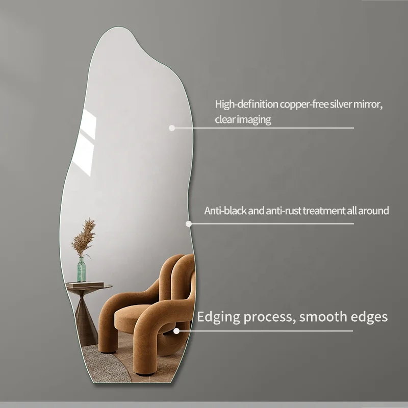 Frameless Irregular Wall Mounted Full Length Dressing Mirror