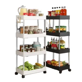 Plastic Multipurpose Kitchen and Bathroom Storage Trolley Rack