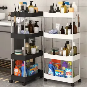 Plastic Multipurpose Kitchen and Bathroom Storage Trolley Rack
