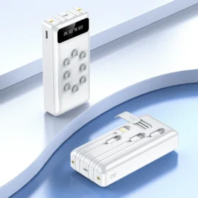 High Capacity 30000mAh Power Bank with Built-in Cables and Suction Cups
