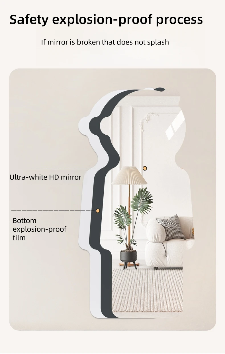 Frameless Irregular Wall Mounted Acrylic Mirror