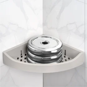 Plastic Wall Mounted Triangular Corner Bathroom Shelf Rack