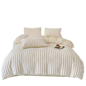 Luxury Soft Faux Rabbit Fur Fleece Duvet Cover Bedding Set