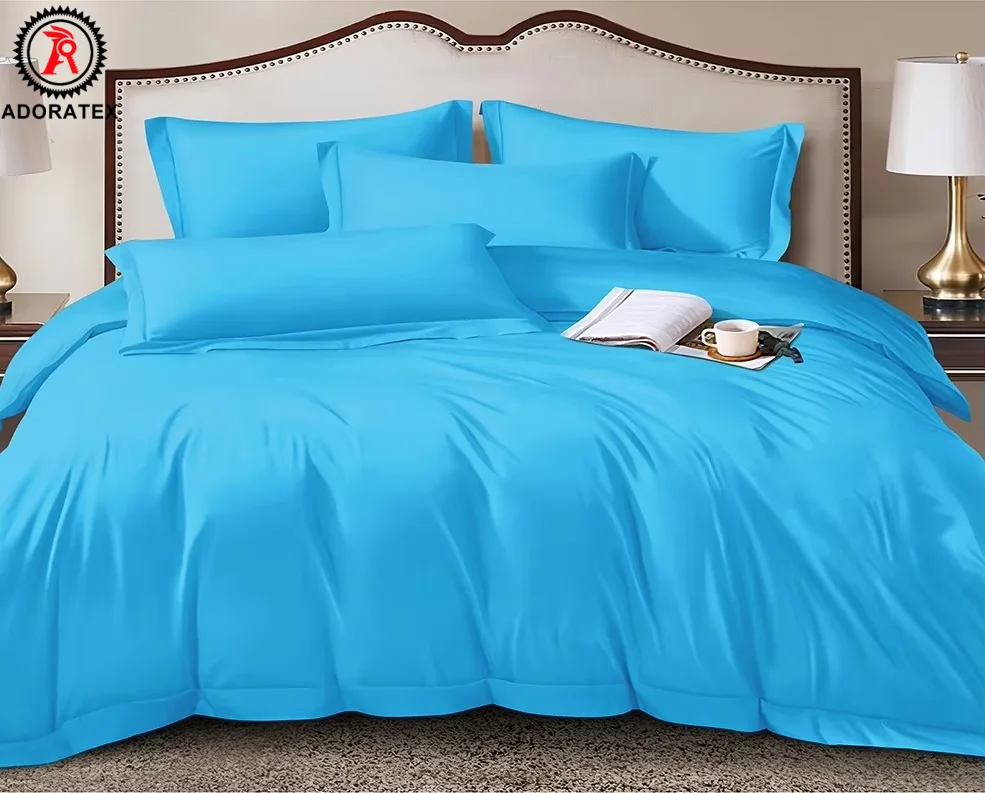 Pure Color Polyester Bed Sheet 3-Piece Set